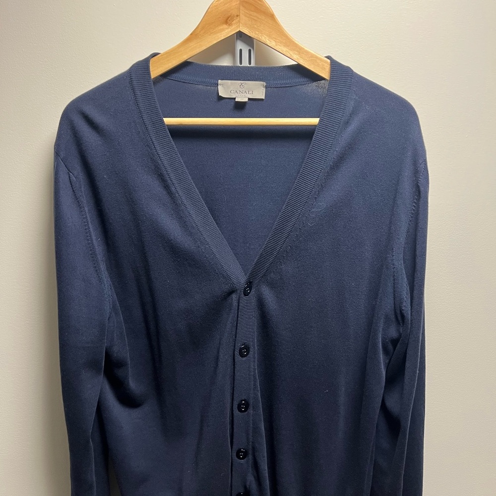 Canali Men’s Cardigan in Deep Blue